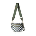 Crescent Crossbody Bum Bag for Women, Large Nylon Sling Belt Bag, Trendy Checkered Fanny Pack, Multi-Pocket Handbags Purses(Checkered - Bean Green) - color: Checkered - Bean Green