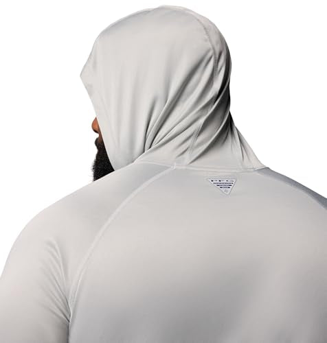 Columbia Men's Terminal Tackle Hoodie - color: Cool Grey Heather/Vivid Blue Logo, size: X-Small