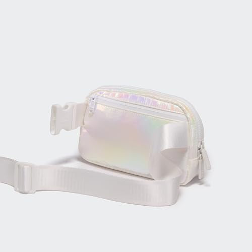 Pander Two Way Zipper Fanny Pack Nylon Everywhere Belt Bag for Women, Water Repellent Waist Packs, Crossbody Bags with Adjustable Strap(Iridescent). - color: Iridescent