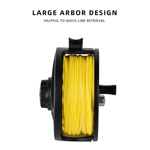 SF SF-001 Large Arbor Fly Fishing Reel with Aluminum Alloy Body 3/4wt 5/6wt 7/8wt Die Cast Pre-Loaded Fly Reel with Line Combo for Trout Bass Carp Pike Panfish - color: MB Preloaded with Fluorescent Yellow Fly Line, size: 5/6wt