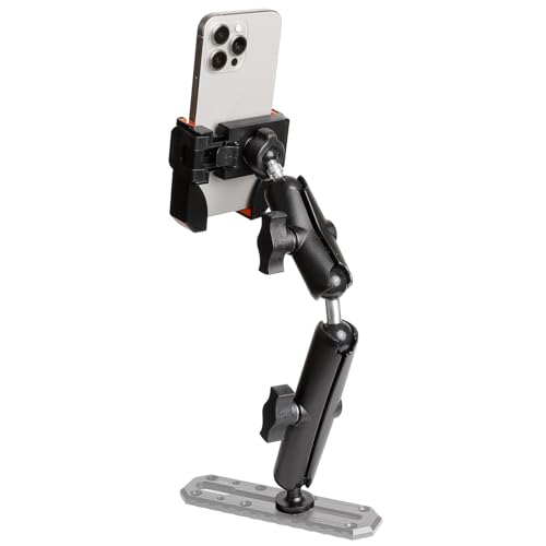 xik Kayak Phone Holder Mount with T-Bolt Track Ball,[720° Dual-Adjustable arms],Boat Track Phone Mount Holder, [1s Lock & Release], Fits 4.7"-7.2" Smartphones - style: Dual arms (3.54+5.91" arms)