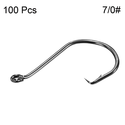 PATIKIL Fishing Circle Hooks Carbon Steel Offset Hook with Barbs for Freshwater Saltwater - size: 50mm/1.97"