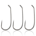 Dr.Fish 100 Pack Dry Fly Hooks Black Nickel High Carbon Steel Fly Tying Material Accessories Trout Salmon Fishing Hooks Freshwater Saltwater Fishing Barbed-Gold - color: Barbless Dry Fly Hooks, size: #12
