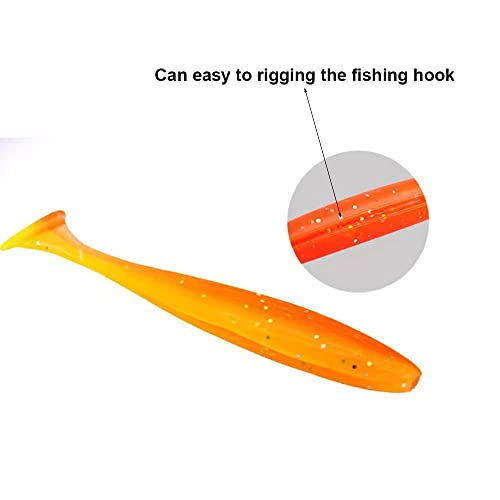 50Pcs 9.5cm Soft Plastic Paddle Tail Swimbaits Lures for Trout Redfish Bass Panfish Walleye Soft Fishing Lure Baits KIt - color: 10 Mixed Color-50pcs