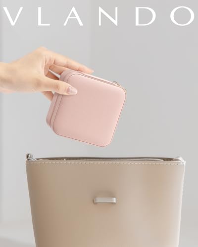 VLANDO Travel Jewelry Case - Teacher Appreciation Gifts for Women - Small Jewelry Travel Organizer Box Travel Essentials Gift for Teen Girl Women - Pink - color: A.Pink