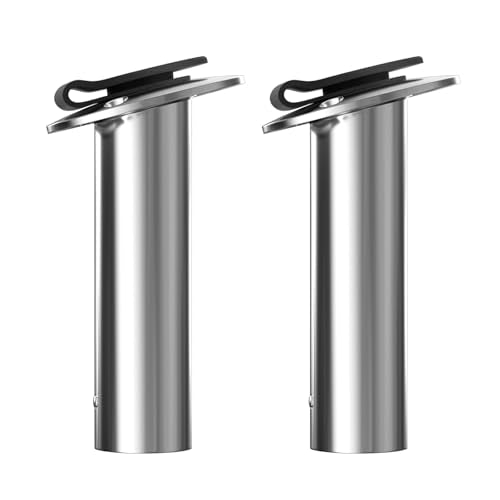 Boat Fishing Rod Holder,2Pcs 15/30/90 Degree Stainless Steel 316 Flush Mount Rod Holders for Fishing Boat,with PVC Cap,Inner Tube and Gasket - color: Black Insert with Cap, size: 15 Degree