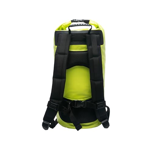geckobrands Hydroner 20L Waterproof Dry Bag Backpack – Lightweight Roll-Top Bag with Clear Phone Pouch for Outdoor Activities - color: Neon Green