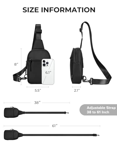 CHOLISS Small Sling Bag for Women and Men, Crossbody Bags Trendy Fanny Packs Chest Bag with Extended Strap - color: D01 Black - Upgrade