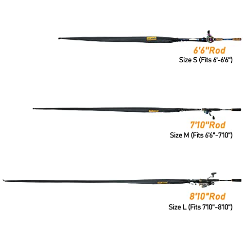 Dr.Fish Fishing Rod Socks Fishing Pole Sleeves Rod Protector Tangle-Free Lightweight Nylon Adjustable Rod Cover Protector for Spinning Rod Baitcasting Rod Surf Rod Fishing Rod Tube Case - color: Fits 7'10" to 8'10", size: 6 Rod Socks