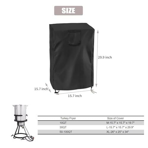 Turkey Fryer Cover for 30 QT Seafood Boil Pot/Crawfish Boiler | 17.8x17.8x34.2,Waterproof Dustproof Heavy Duty Oxford Fabric,for KingKooker Propane Deep Fryer,for CreoleFeast Boiling Pot - size: 15.7"W x 15.7"D x 29.9"H