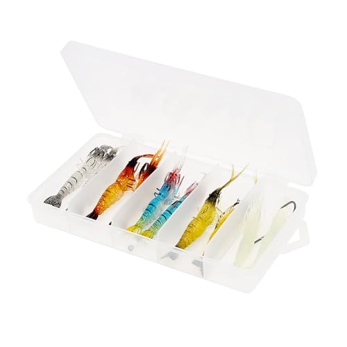10pcs Soft Shrimp Lure Rigs Artificial Silicone Soft Bait Shrimp Fishing Lure, Artificial Bait Fishing Tackle Hooks Jigs with Hooks for Trout Bass Salmon