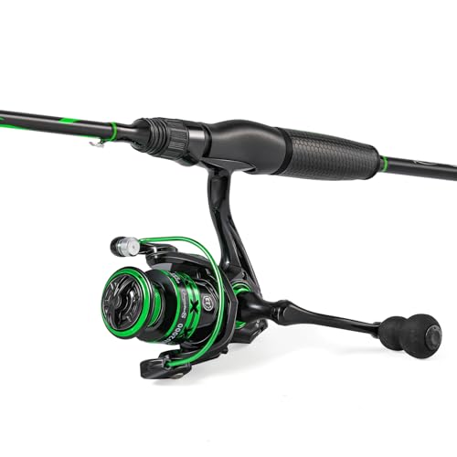 One Bass Fishing Rod Reel Combos, Spinning & Casting Combo, Graphite 2Pc Blanks, Stainless-Steel Guides, Super Polymer Handle - color: Spinning Combo-2 PACK, size: 7'0"