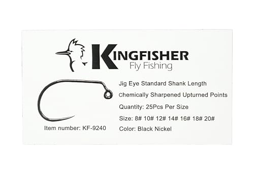 Kingfisher Fly Tying Wide Gap Barbless Jig Euro Nymph Fly Tying Hook – High Carbon Steel Barbless Hooks for Standard Euro Nymph Patterns - size: #18-100 PK