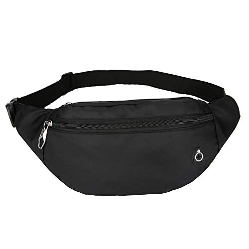 Crossbody Fanny Pack for Men&Women,Large Waist Bag & Hip Bum Bag with Adjustable Strap for Outdoors Workout Traveling Casual Running Hiking Cycling - color: Glossy black