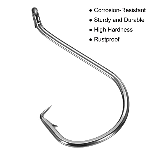 PATIKIL Fishing Circle Hooks, Carbon Steel Offset Hook with Barbs for Freshwater Saltwater - size: 50mm/1.97"