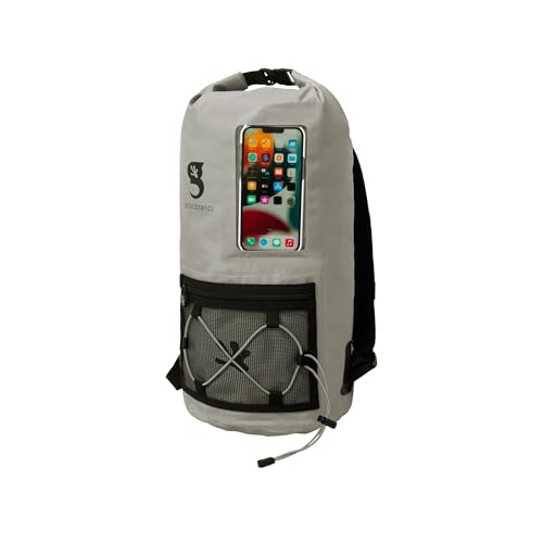 geckobrands Hydroner 20L Waterproof Dry Bag Backpack – Lightweight Roll-Top Bag with Clear Phone Pouch for Outdoor Activities - color: Grey