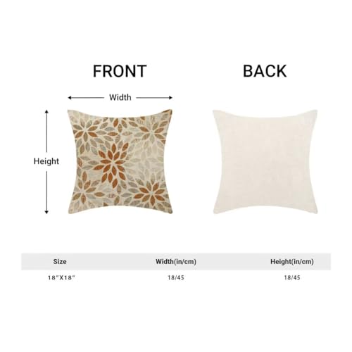 AEIOAE Dahlia Pillow Covers 18 x 18 Inch Set of 2, Burnt Orange Rustic Geometric Flower Decorative Throw Pillow Covers Farmhouse Floral Cushion Covers for Couch Home Sofa Outdoor Decor - color: Burnt Orange Floral, size: 18" x 18" (Pack of 1)
