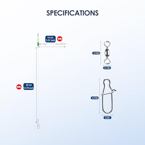 Fishing Leader Fishing Rigs, Luroad 6/12/18 Pcs Nylon-Coated Lines with Swivels Snap Beads, Stainless Steel Hooks Crimps Saltwater Freshwater for Fishing Lovers Angler, 1 Arm/ 2 Arms - color: A.1 Arm-Green-6pcs