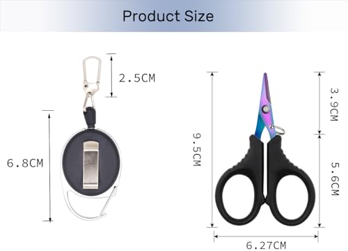 2 Piece Fishing Scissors for Braided Line Fishing Line Cutter Saltwater and Freshwater Portable Braided Line Cutter Stainless Steel with Titanium Coating Fishing with Retractable Coil Lanyards