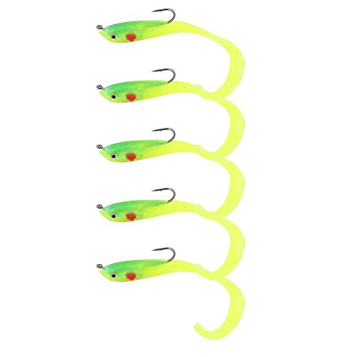 Soft Fishing Lures, 5Pcs Artificial Soft Baits Jig Head Soft Swimbaits with Hook for Saltwater/Freshwater Fishing - color: SO050-1