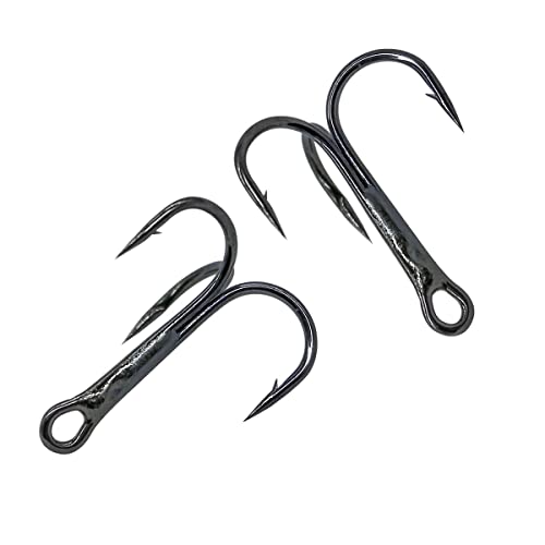 Red Fishing Treble Hooks Kit, High Carbon Steel Hooks Strong Sharp Round Bend for Lures Baits Saltwater Freshwater Bass Fishing 100pcs Mixed 5 Size 2# 4# 6# 8# 10# - color: 100pcs Treble Hooks