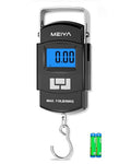 MEIYA Fish Scale 110lb/50kg Digital Fishing Scale with Backlit LCD, Portable Handle, Stainless Steel Hook & 2 AAA Batteries – Reliable Fishing Gear & Great Fishing Gifts for Men - color: Black