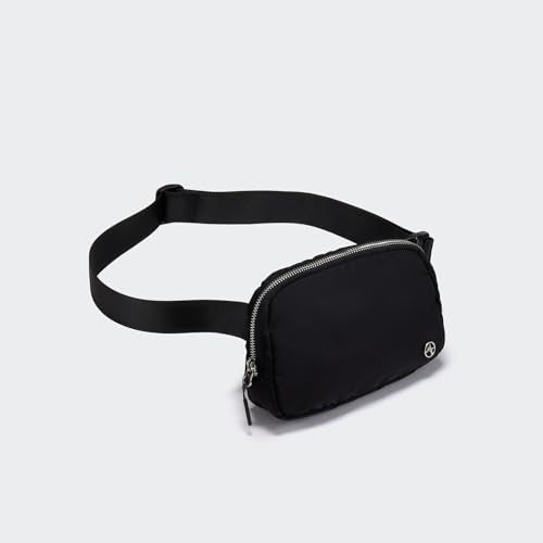 Pander Unisex Belt Bag Fanny Pack for Women with Adjustable Strap, Small Waist Pouch for Workout Running Traveling Hiking - color: Black