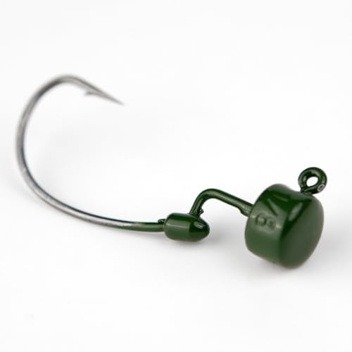 20Pack Weedless Ned Rig Jig Heads with Molded Bait Keeper System – Mushroom Head for Weedless Finesse Bass Fishing 1/16 1/8 3/16 1/4oz - color: Green Pumpkin, size: 1/8oz - 1# - 20Pack