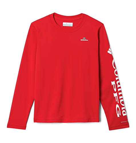 Columbia Kids CLG Terminal Tackle™ Long Sleeve Shirt (Little Kids/Big Kids) - color: Uga - Bright Red/White, size: X-Small