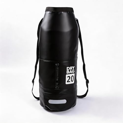 20L Waterproof Dry Bag - Floating Heavy Duty PVC Dry Sack - for Boating, Fishing & Beach - Backpack Style Waterproof Bag for Men & Women - color: Black, size: 20L
