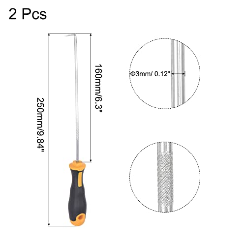 uxcell 90 Degree Pick Hook 9.84" Puller Remover Removal Tool for Oil Seal/O-rings, Gasket, Hose 2Pcs