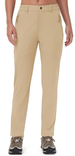 Rdruko Women's Hiking Pants Lightweight Quick Dry Water Resistant Outdoor Travel Fishing Pants with Pockets - color: 02 Light Khaki, size: XX-Large