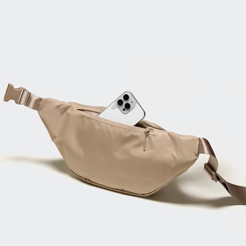 Pander Everywhere Belt Bag Crossbody Fanny Pack with Mesh Pockets and Adjustable Strap, 4L / Raw Linen - color: Raw Linen, size: 4L (114cm Strap)