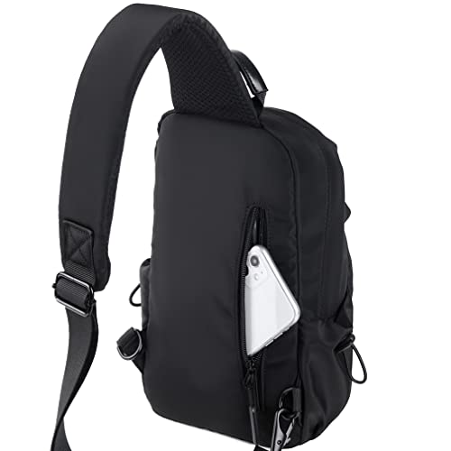 Hebetag Leather Sling Bag Crossbody Backpack for Men Women Travel Outdoor Camping - color: #24black