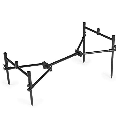 Karlak Detachable Fishing Rod Stand Buzz Bar Pole Rest Head Folding Retractable Fishing Rod Holder with Carry Bag