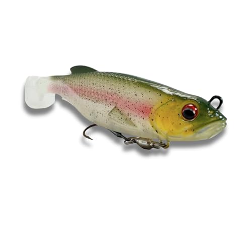 USA Bass Tackle Magnum Swimbait - Paddle Tail Swimbaits Pre Rigged Fishing Lures Premium Lure with Strong Owner Hook, Magdraft Style Bait for Giant Freshwater Predator Fish - color: HD Trout