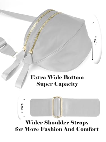 Pure Colour Crossbody Bag Bum Bag for Women,Spacious Purse Fanny Packs Belt Bag,Oversized Bum Bag (Colour Bum Bag-Light Grey) - color: Colour Bum Bag-Light Grey