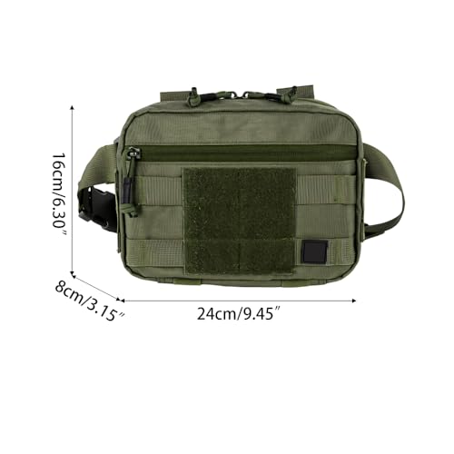 Tactical Messenger Bag, Waterproof MOLLE Waist Bag Crossbody Chest Pack with Removable Back Panel for Hunting Fishing Hiking Climbing Cycling - color: ArmyGreen