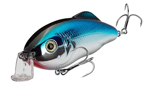 Strike King Hybrid Hunter Jr Crankbait Fishing Lure, 1/2 oz, Reflective 3D Eyes - color: Chrome Blue, size: 1 oz (Pack of 1)