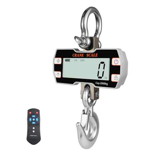 Hyindoor 2000kg 4400lb Crane Scale, 2 Ton Digital Hanging Scale with Remote, Industrial Heavy Duty Electronic Crane Scale - size: 2000kg/4400lb