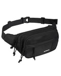 WATERFLY Fanny Pack Waist Packs: Large Crossbody Fanny Packs for Women Men with 5 Zipper Pockets Adjustable Strap Waist Bags Hip Pack for Traveling Cycling Running Hiking-Black - color: Black