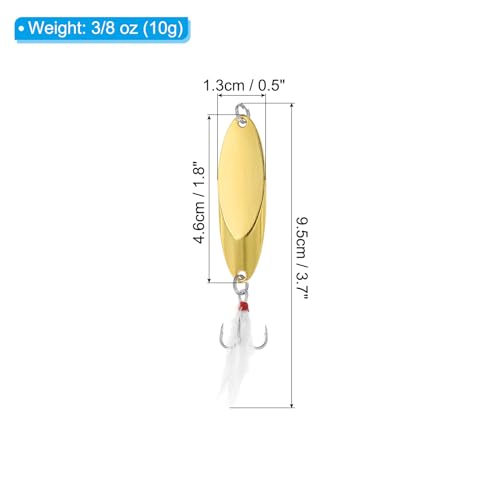 PATIKIL Fishing Spoons, Fishing Lures Casting Spoon Treble Hooks Jigs Hard Metal Spinner Baits for Freshwater Saltwater - style: 3/8oz