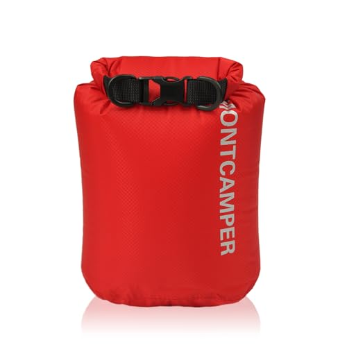 Waterproof Dry Bag 3L – 30D Nylon Roll Top Dry Sack with PU Coating, Lightweight Water-Resistant Storage for Kayaking, Camping, Hiking, Fishing & Beach (Red) - color: Red, size: 3L