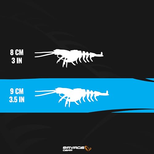 Savage Gear Manic Shrimp V2 Soft Plastic Fishing Bait, Realistic Contours, Colors and Movement, Durable Construction, Weighted Ultra-Sharp Jig Hook - color: Glow, size: 3 1/2 in - 3/8 oz