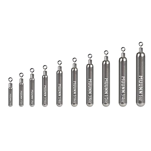 10 Pack Tungsten Skinny Drop Shot Weights, Pencil Sinkers with Round Eye for Free Rig & Finesse Bass Fishing, Drop Shot Rig Weights - color: Plain(Natural), size: 1/4oz - 10 Pack