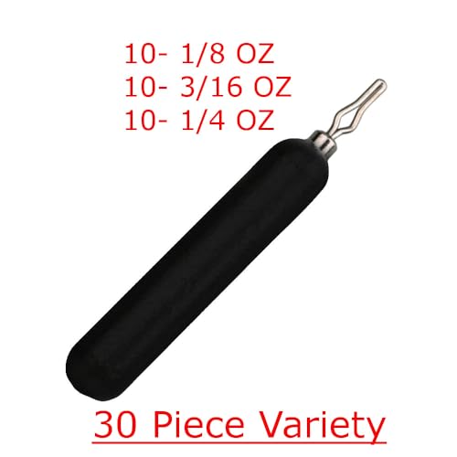 Reaction Tackle Drop Shot Weights for Bass Fishing - Skinny Pencil Sinkers for Drop Shot Rig - Freshwater and Saltwater Finesse Fishing - color: Black, size: 30 Piece Kit