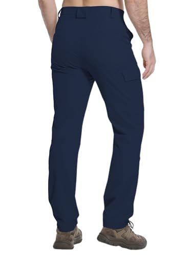 Men's Hiking Cargo Pants Waterproof Lightweight Quick Dry Outdoor Work Fishing Mountain Travel Stretch Pants - color: Navy, size: 40