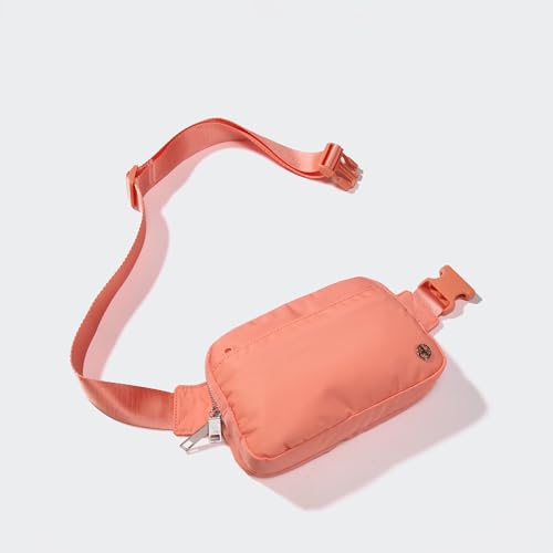 Pander Everywhere Belt Bag for Women, 5 Zipper Pockets Nylon Crossbody Fanny Pack Purse (Dark Salmon). - color: Dark Salmon