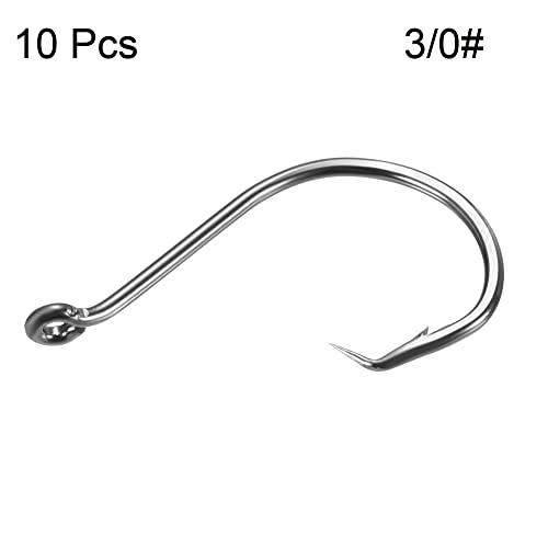 PATIKIL Fishing Circle Hooks, Carbon Steel Offset Hook with Barbs for Freshwater Saltwater - size: 34mm/1.34"