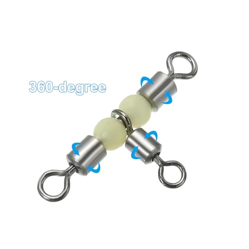 PATIKIL 3 Way Swivel Cross Line T Turn Rolling Tackle with Luminous Beads for Catfish Surf Rig - size: 1.3x0.7 Inch